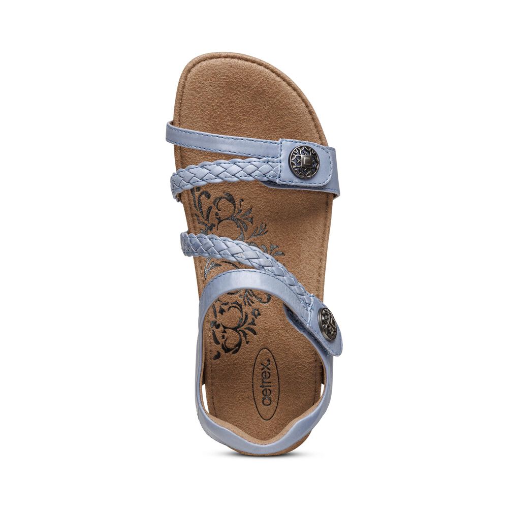 Aetrex Women's Jillian Braided Quarter Strap Sandals - Blue | USA Z0GYGGX